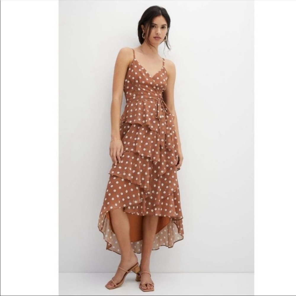 Anthropologie Hutch Polka Dot Tiered Ruffle Maxi Dress Size Small